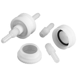 Filter Holder, Delrin® (acetal resin), 25-mm in-line design, w/ stainless steel screen and two nylon hose barbs, 6Pk
