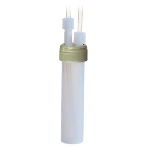 Impinger, PFA w/ Port Transfer Cap, 60ml capacity, with 2 vertical 1/4 in ports, includes ferrule nuts