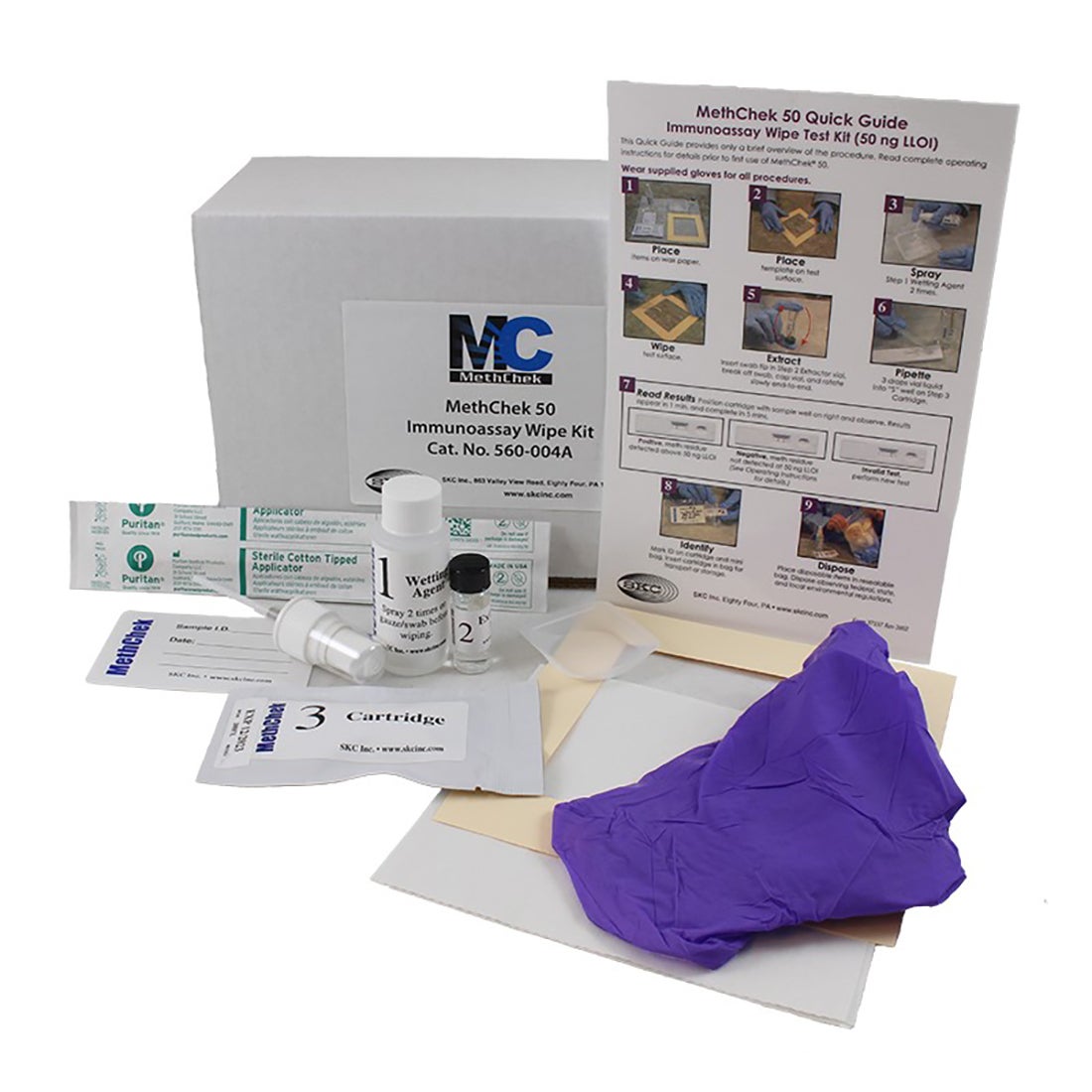 MethChek 50 Colorimetric Wipe Kit, Semi-quantitative. 12Pk